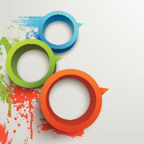 Vector illustration of 3d rings. Background design for banner, poster, flyer. Hand drawn watercolor paint splash.